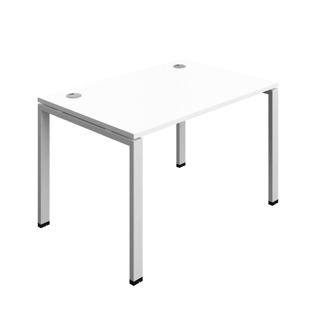 Synergy Bench With Cable Ports: 1 Person (Fsc) | Goal Post Leg | 1200 X 800 | White/Silver
