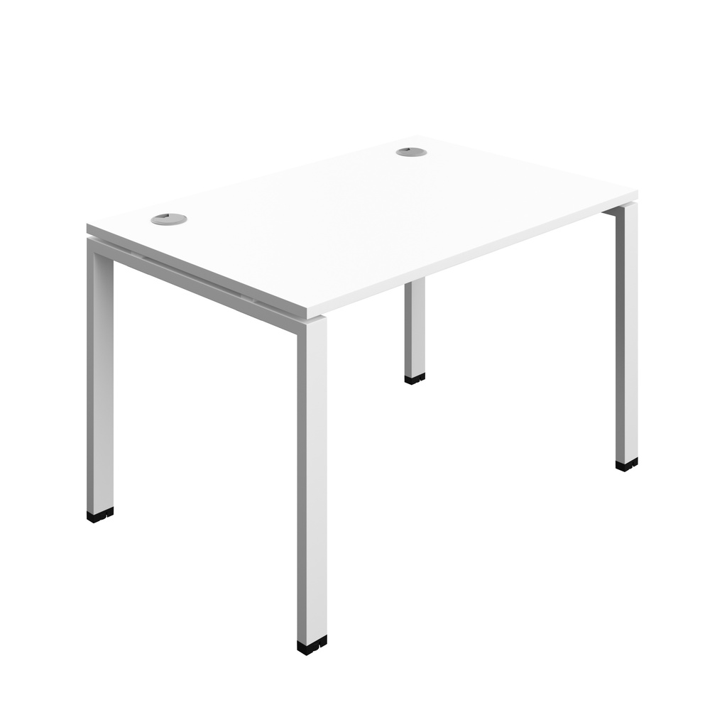Synergy|1P Bench Desk|Cable Ports|Goal Post|1200X800|White-White