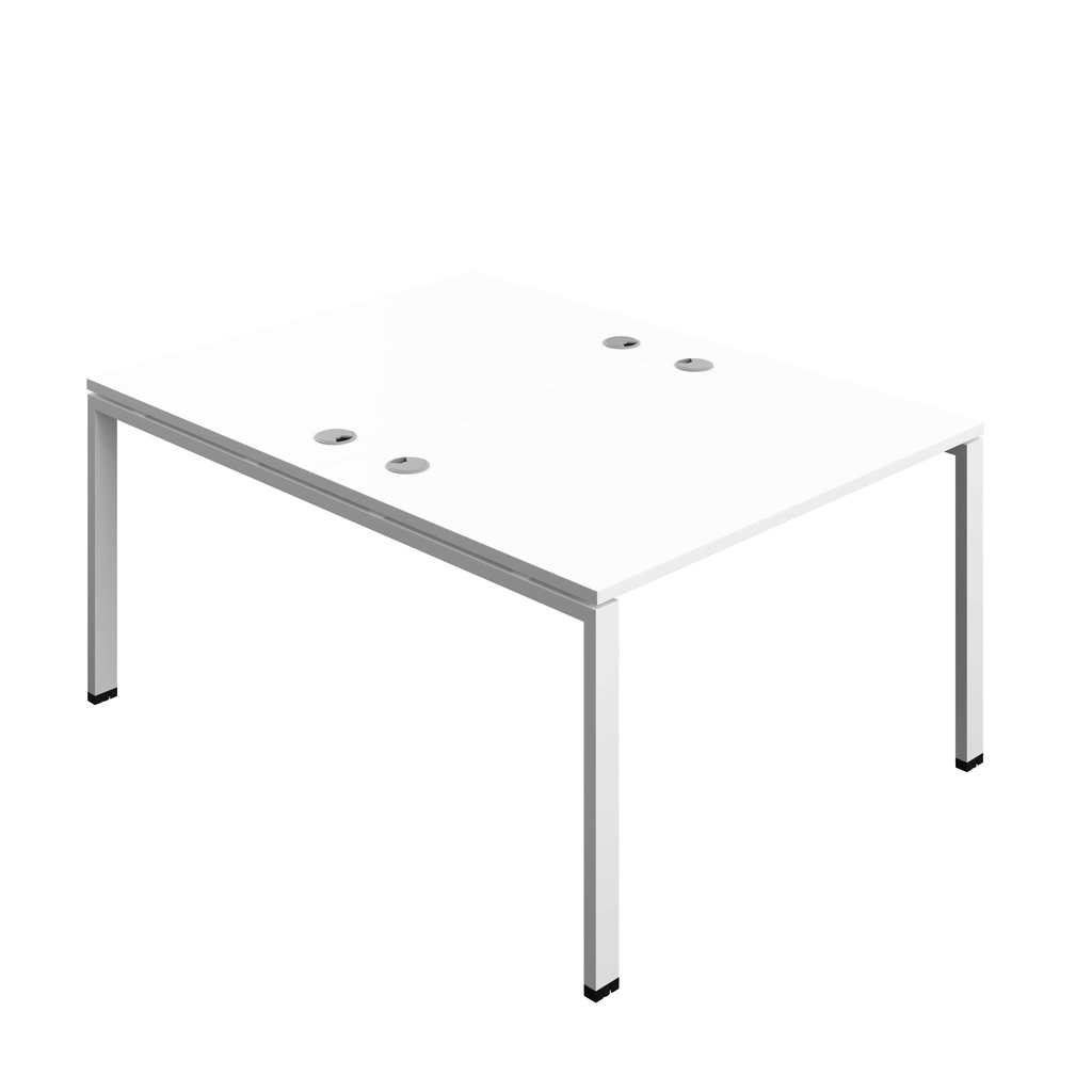 Synergy Bench With Cable Ports: 2 Person (Fsc) | Goal Post Leg | 1200 X 800 | White/White