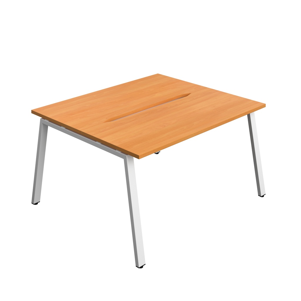 Synergy|2P Bench Desk|Cut Out|A-Frame|1400X600|Beech-White
