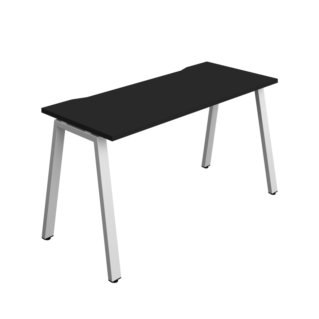 Synergy|1P Bench Desk|Cut Out|A-Frame|1400X600|Black-Silver