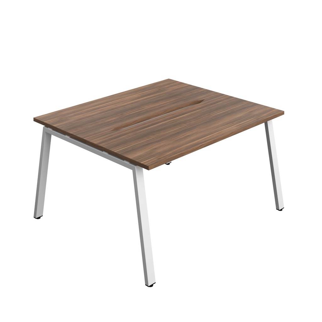 Synergy Bench With Cut Out: 2 Person (Fsc) | A-Frame Leg | 1400 X 600 | Dark Walnut/White