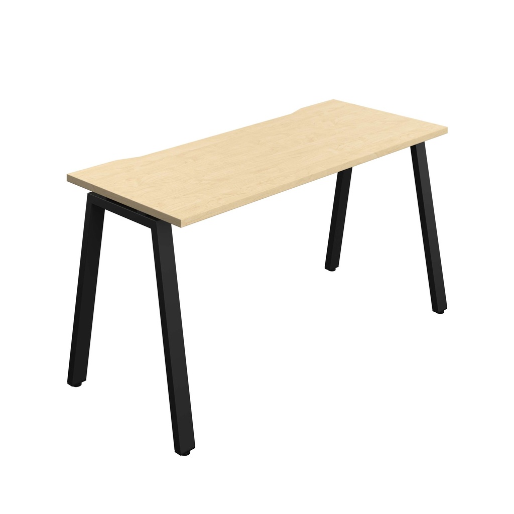 Synergy Bench With Cut Out: 1 Person (Fsc) | A-Frame Leg | 1400 X 600 | Maple/Black