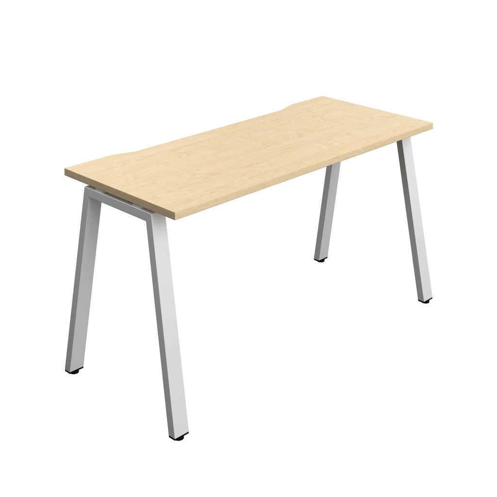 Synergy Bench With Cut Out: 1 Person (Fsc) | A-Frame Leg | 1400 X 600 | Maple/Silver