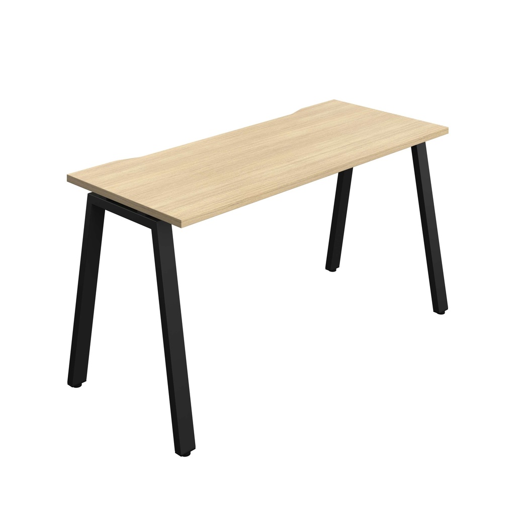 Synergy Bench With Cut Out: 1 Person (Fsc) | A-Frame Leg | 1400 X 600 | Nova Oak/Black