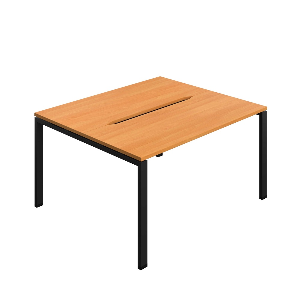 Synergy Bench With Cut Out: 2 Person (Fsc) | Goal Post Leg | 1400 X 600 | Beech/Black