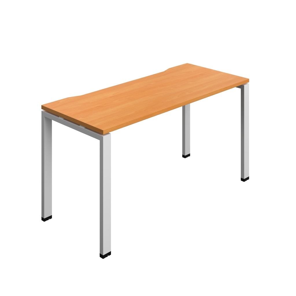 Synergy|1P Bench Desk|Cut Out|Goal Post|1400X600|Beech-Silver