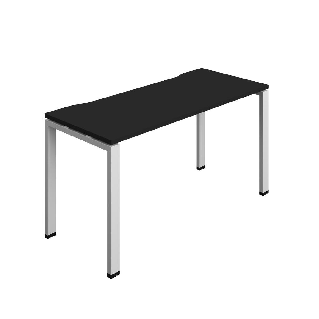 Synergy Bench With Cut Out: 1 Person (Fsc) | Goal Post Leg | 1400 X 600 | Black/Silver