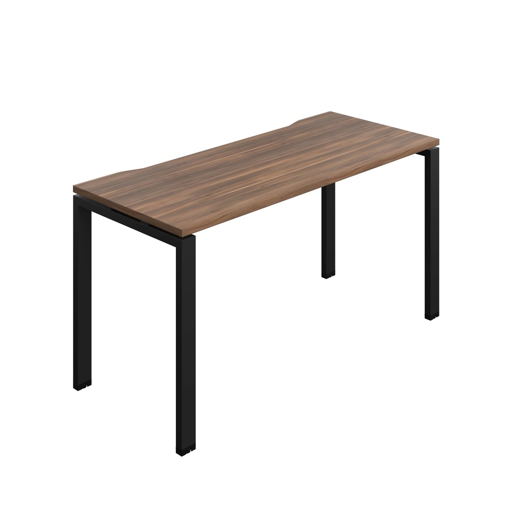 Synergy Bench With Cut Out: 1 Person (Fsc) | Goal Post Leg | 1400 X 600 | Dark Walnut/Black