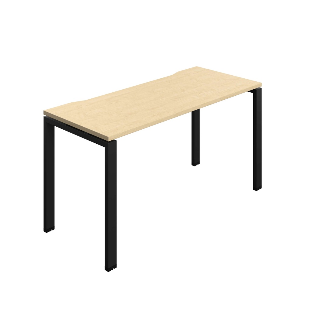 Synergy Bench With Cut Out: 1 Person (Fsc) | Goal Post Leg | 1400 X 600 | Maple/Black
