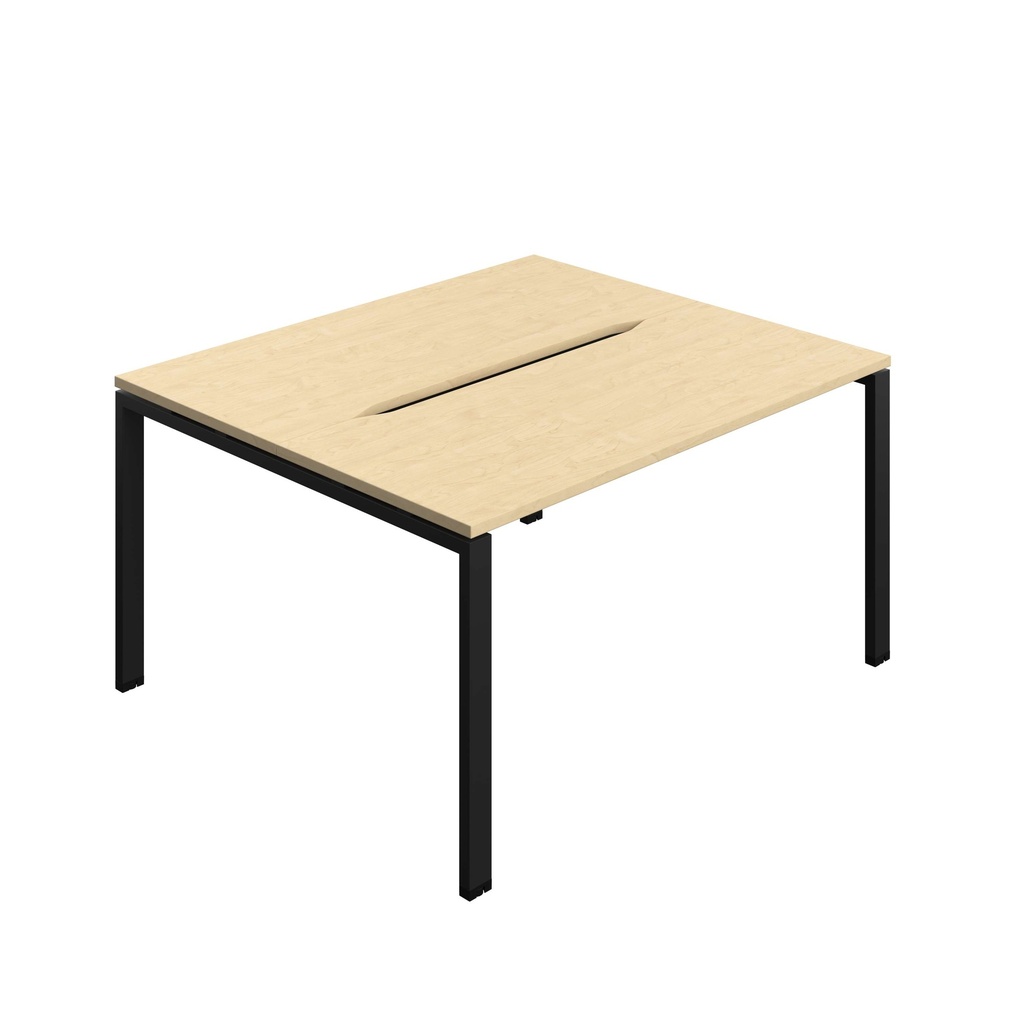 Synergy Bench With Cut Out: 2 Person (Fsc) | Goal Post Leg | 1400 X 600 | Maple/Black