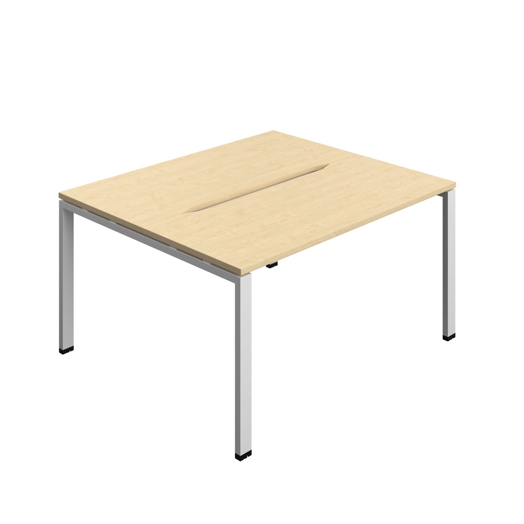 Synergy Bench With Cut Out: 2 Person (Fsc) | Goal Post Leg | 1400 X 600 | Maple/Silver