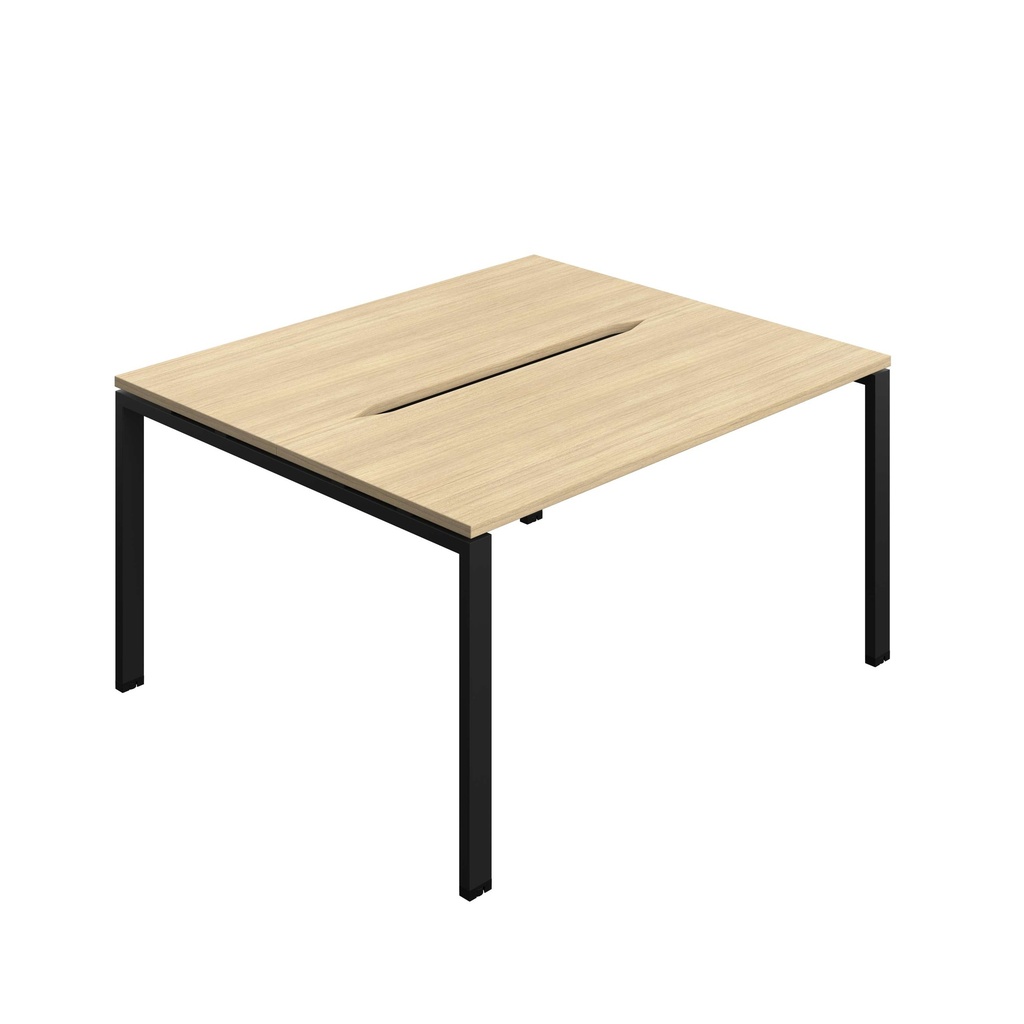 Synergy Bench With Cut Out: 2 Person (Fsc) | Goal Post Leg | 1400 X 600 | Nova Oak/Black