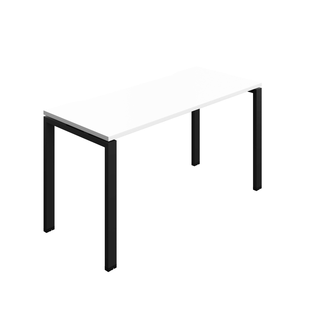 Synergy Bench With Cut Out: 1 Person (Fsc) | Goal Post Leg | 1400 X 600 | White/Black