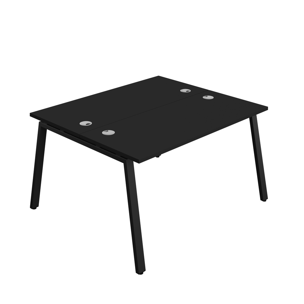 Synergy|2P Bench Desk|Cable Ports|A-Frame|1400X600|Black-Black