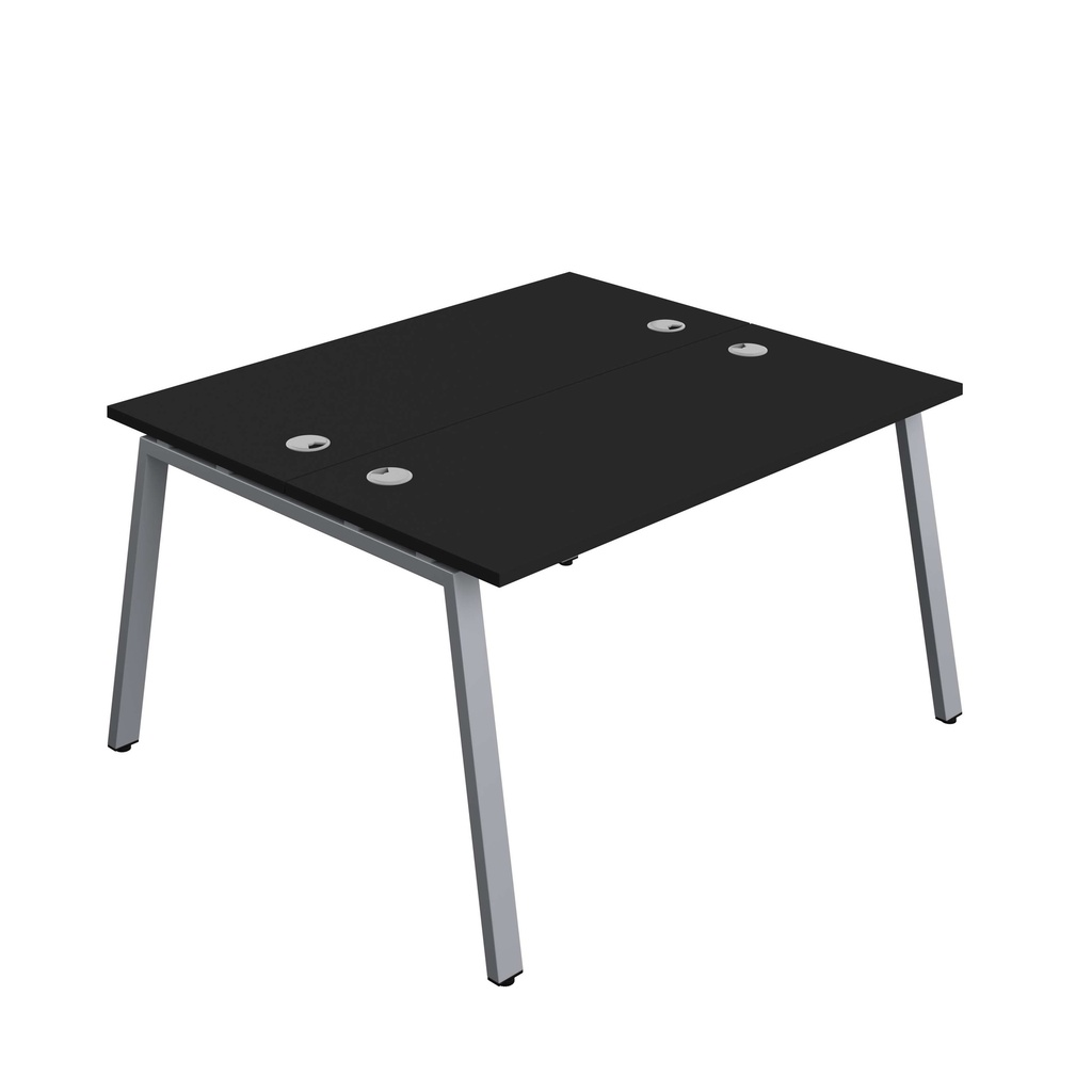 Synergy Bench With Cable Ports: 2 Person (Fsc) | A-Frame Leg | 1400 X 600 | Black/Silver