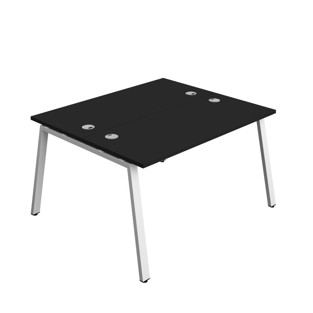 Synergy|2P Bench Desk|Cable Ports|A-Frame|1400X600|Black-White