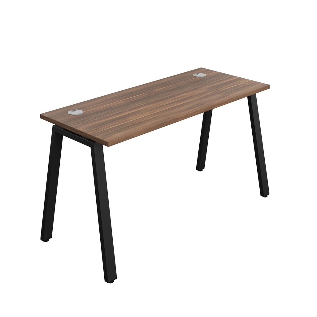 Synergy Bench With Cable Ports: 1 Person (Fsc) | A-Frame Leg | 1400 X 600 | Dark Walnut/Black