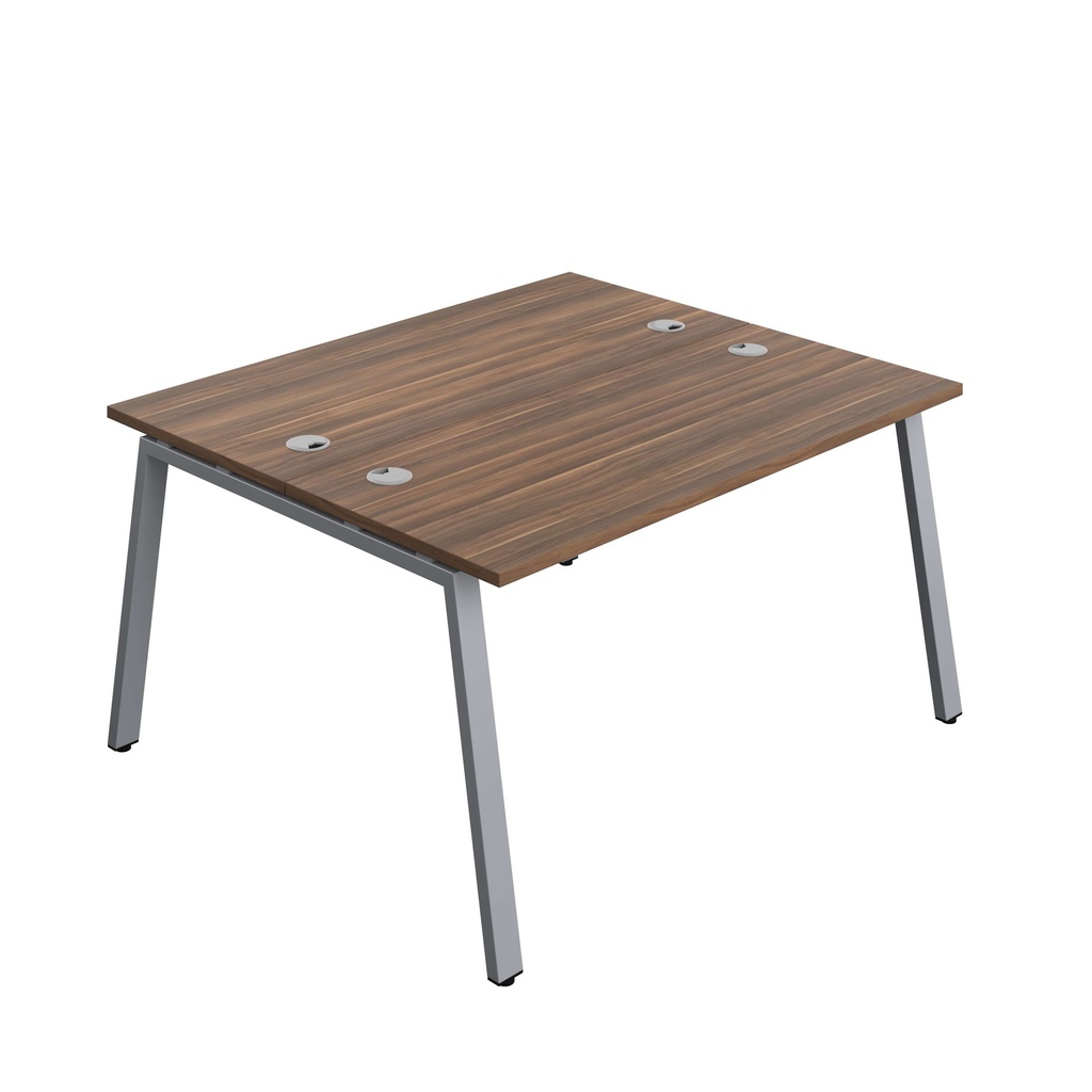 Synergy Bench With Cable Ports: 2 Person (Fsc) | A-Frame Leg | 1400 X 600 | Dark Walnut/Silver