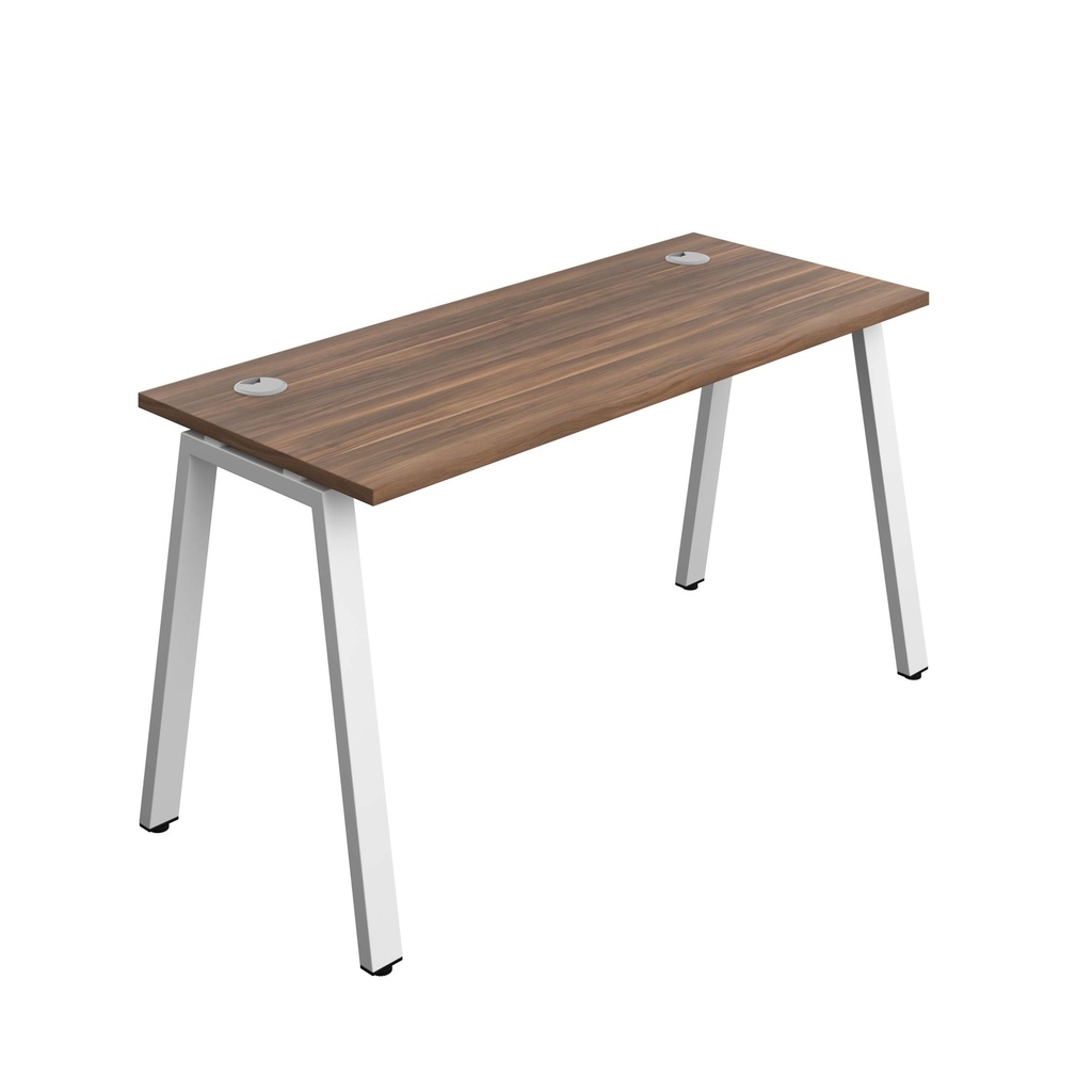 Synergy Bench With Cable Ports: 1 Person (Fsc) | A-Frame Leg | 1400 X 600 | Dark Walnut/White