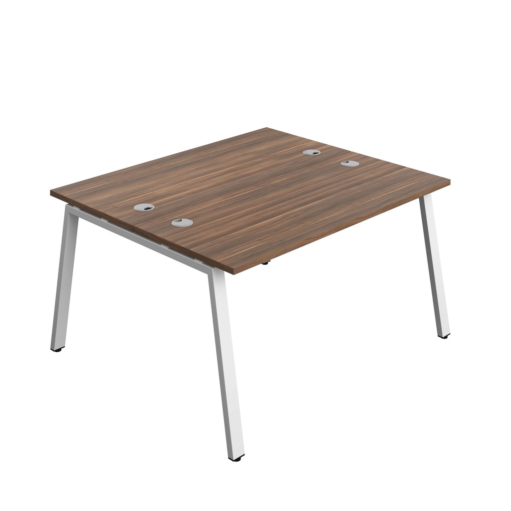 Synergy Bench With Cable Ports: 2 Person (Fsc) | A-Frame Leg | 1400 X 600 | Dark Walnut/White