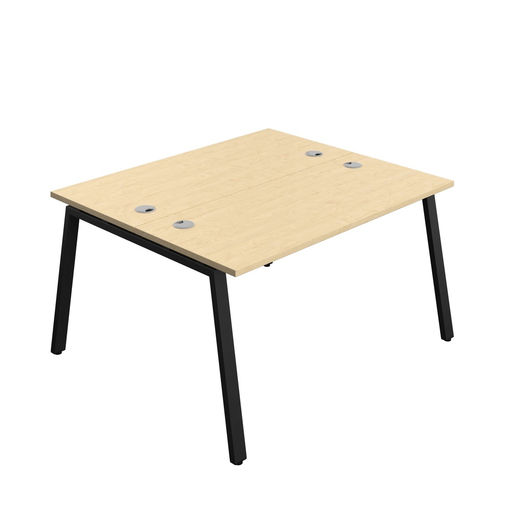 Synergy Bench With Cable Ports: 2 Person (Fsc) | A-Frame Leg | 1400 X 600 | Maple/Black