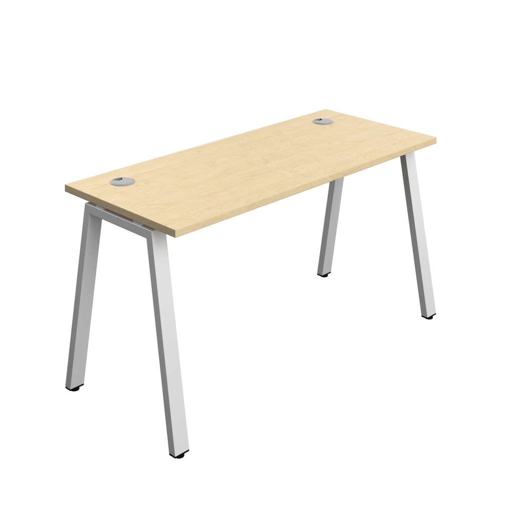 Synergy Bench With Cable Ports: 1 Person (Fsc) | A-Frame Leg | 1400 X 600 | Maple/Silver
