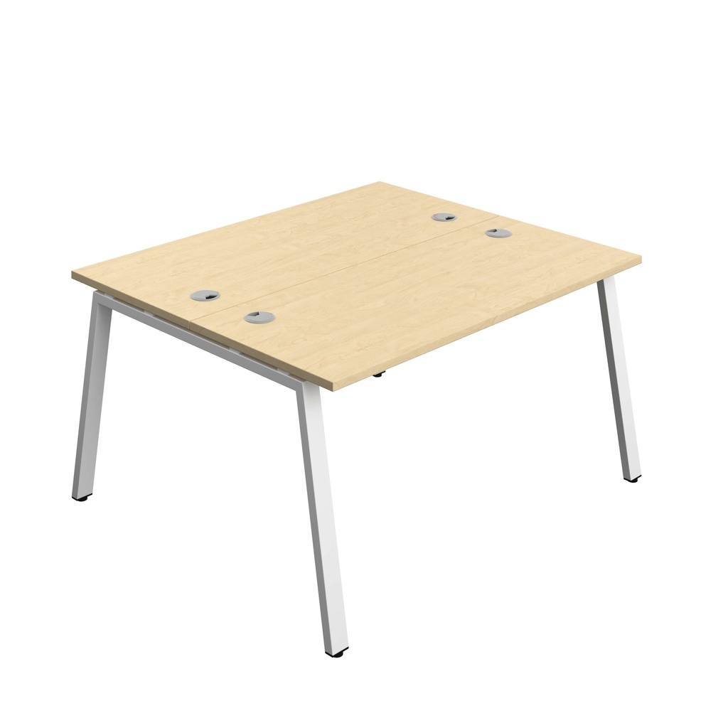 Synergy Bench With Cable Ports: 2 Person (Fsc) | A-Frame Leg | 1400 X 600 | Maple/White