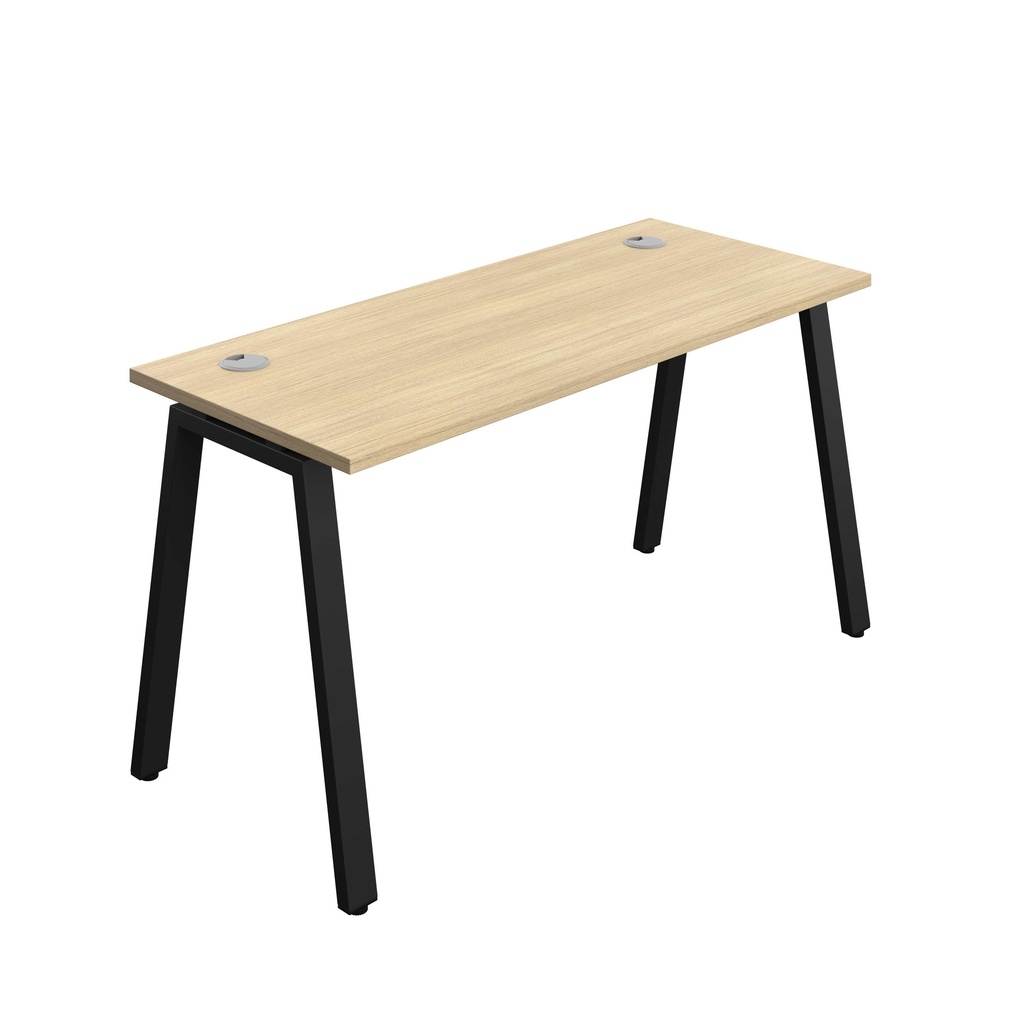 Synergy Bench With Cable Ports: 1 Person (Fsc) | A-Frame Leg | 1400 X 600 | Nova Oak/Black