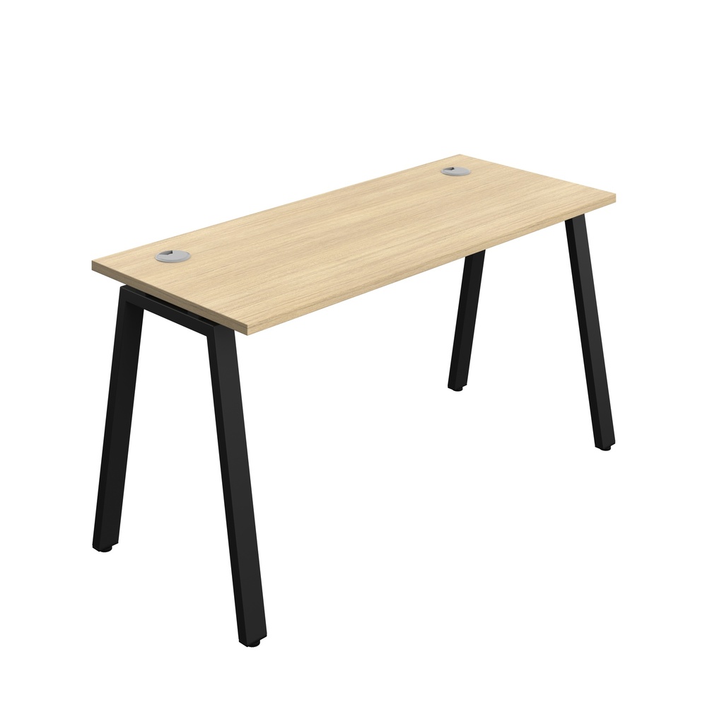 Synergy|1P Bench Desk|Cable Ports|A-Frame|1400X600|Black-Silver