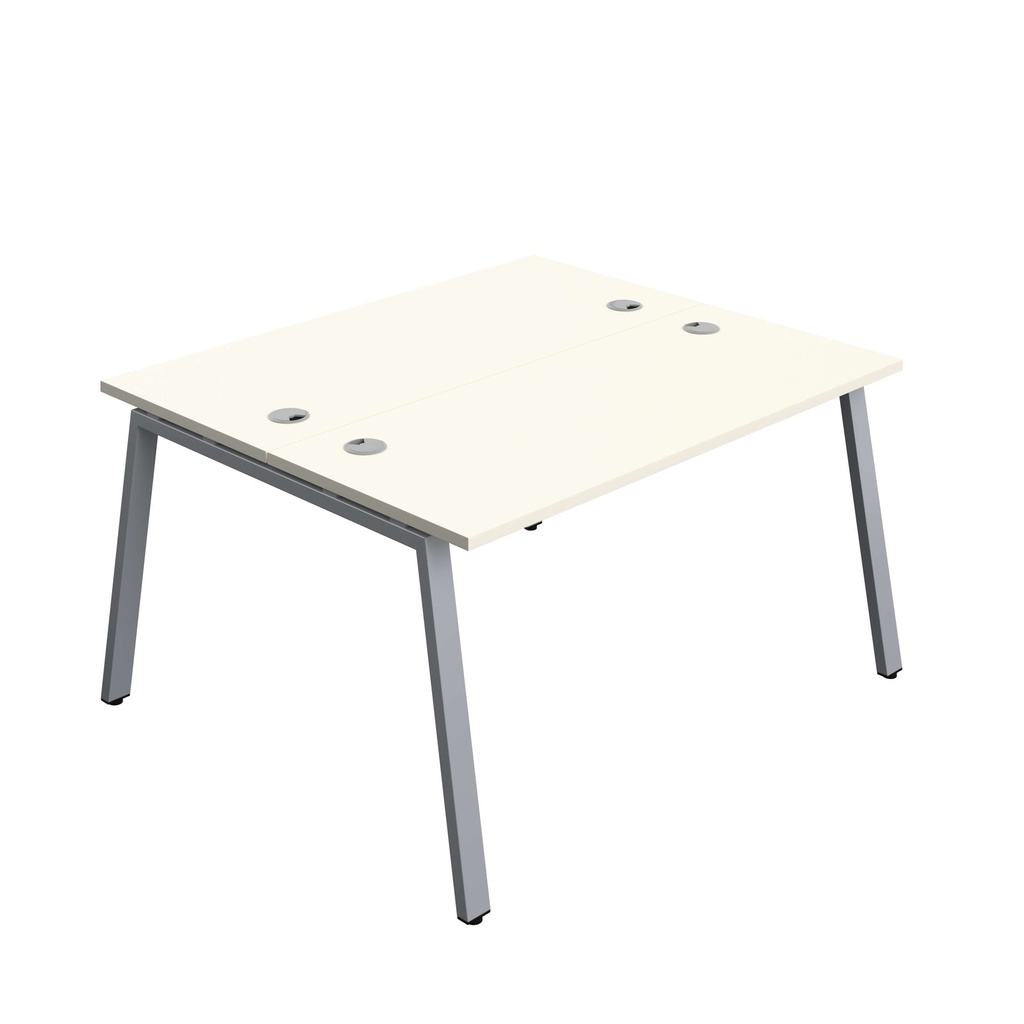 Synergy Bench With Cable Ports: 2 Person (Fsc) | A-Frame Leg | 1400 X 600 | White/Silver