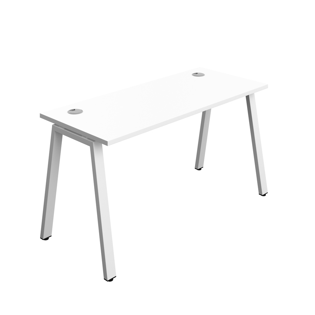Synergy Bench With Cable Ports: 1 Person (Fsc) | A-Frame Leg | 1400 X 600 | White/White