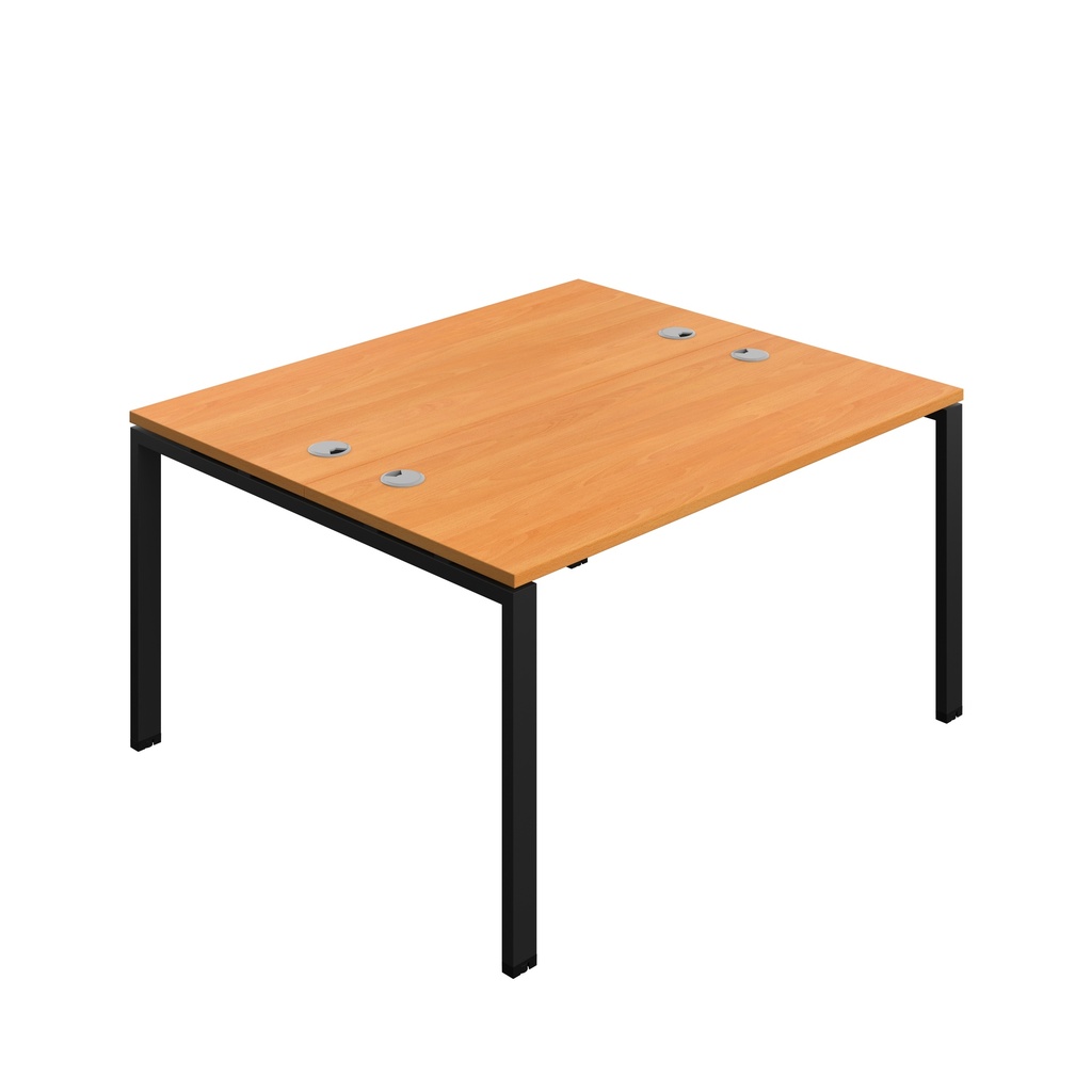 Synergy|2P Bench Desk|Cable Ports|Goal Post|1400X600|Beech-Black