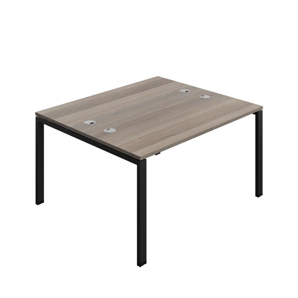 Synergy Bench With Cable Ports: 2 Person (Fsc) | Goal Post Leg | 1400 X 600 | Grey Oak/Black