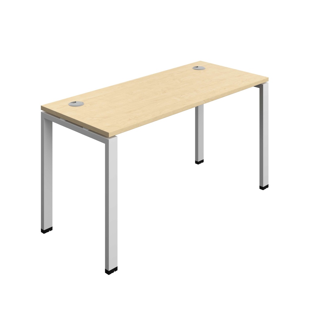Synergy Bench With Cable Ports: 1 Person (Fsc) | Goal Post Leg | 1400 X 600 | Maple/Silver