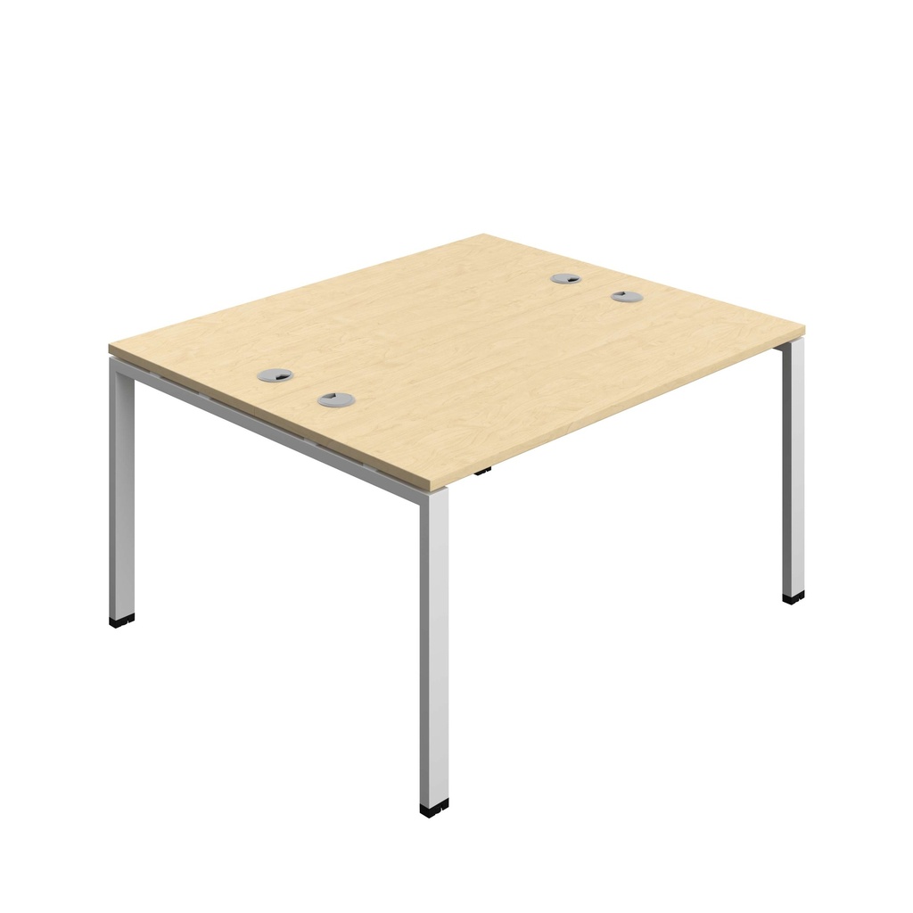 Synergy Bench With Cable Ports: 2 Person (Fsc) | Goal Post Leg | 1400 X 600 | Maple/Silver