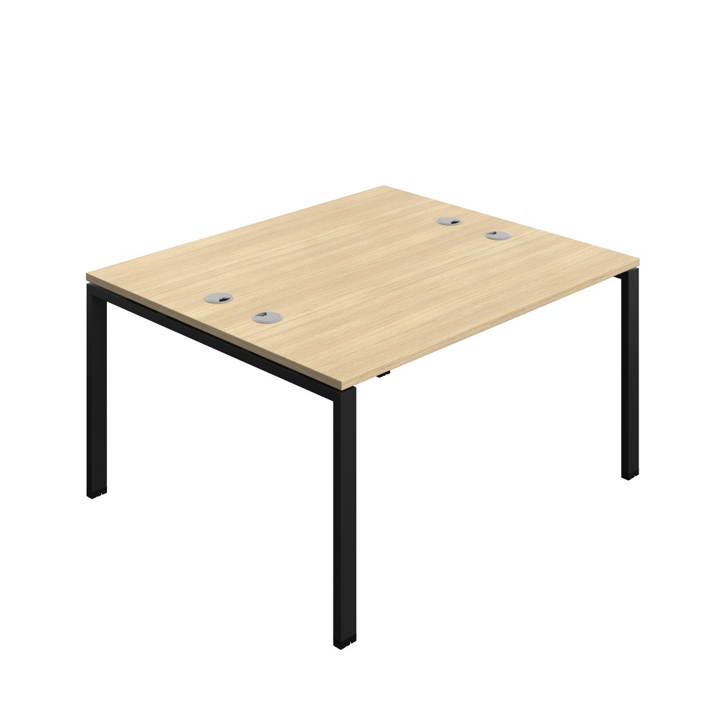 Synergy|2P Bench Desk|Cable Ports|Goal Post|1400X600|Nova Oak-Black
