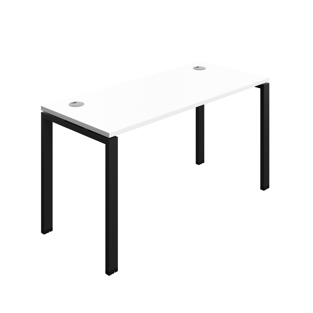 Synergy|1P Bench Desk|Cable Ports|Goal Post|1400X600|White-Black