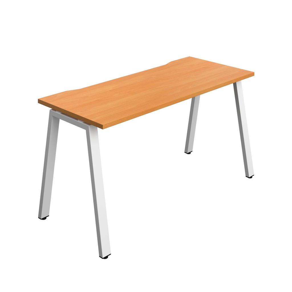 Synergy|1P Bench Desk|Cut Out|A-Frame|1400X700|Beech-White