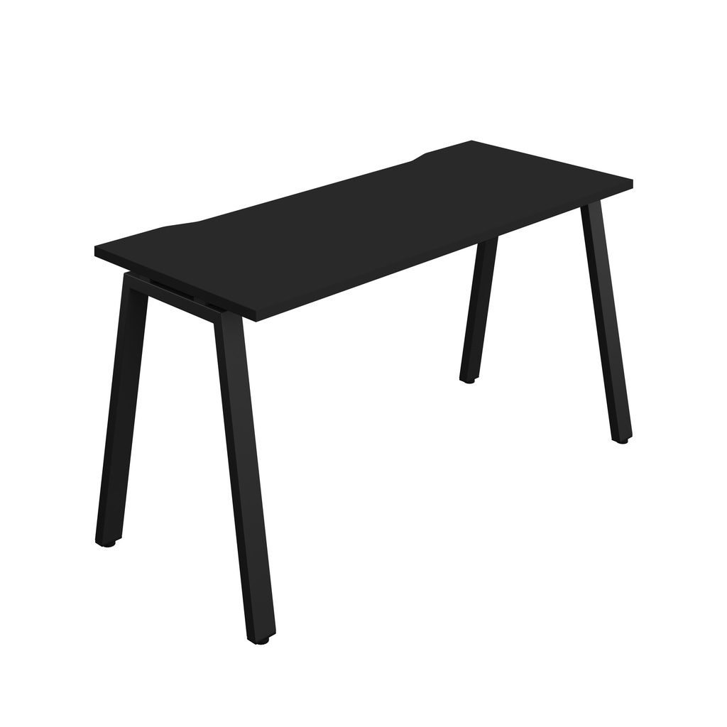 Synergy|1P Bench Desk|Cut Out|A-Frame|1400X700|Black-Black