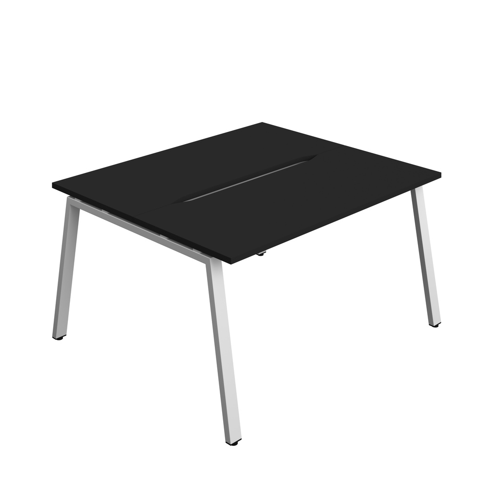 Synergy|2P Bench Desk|Cut Out|A-Frame|1400X700|Black-Silver
