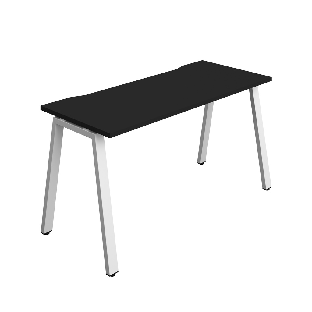 Synergy|1P Bench Desk|Cut Out|A-Frame|1400X700|Black-White