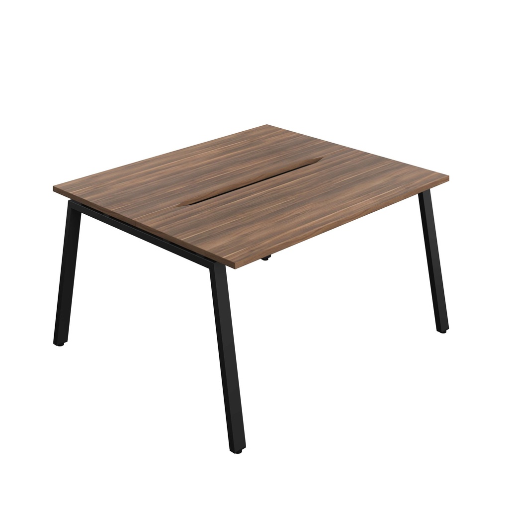 Synergy Bench With Cut Out: 2 Person (Fsc) | A-Frame Leg | 1400 X 700 | Dark Walnut/Black