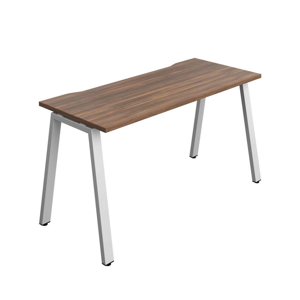 Synergy Bench With Cut Out: 1 Person (Fsc) | A-Frame Leg | 1400 X 700 | Dark Walnut/Silver