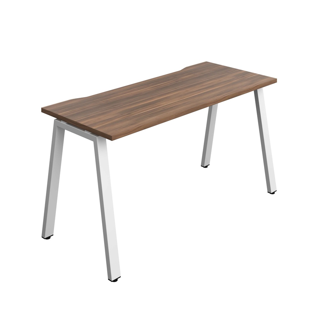 Synergy Bench With Cut Out: 1 Person (Fsc) | A-Frame Leg | 1400 X 700 | Dark Walnut/White