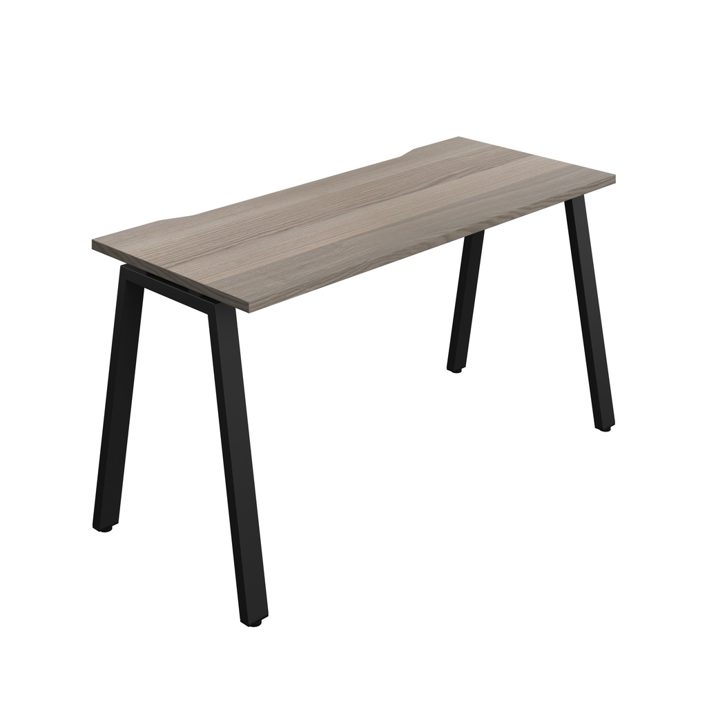 Synergy|1P Bench Desk|Cut Out|A-Frame|1400X700|Grey Oak-Black
