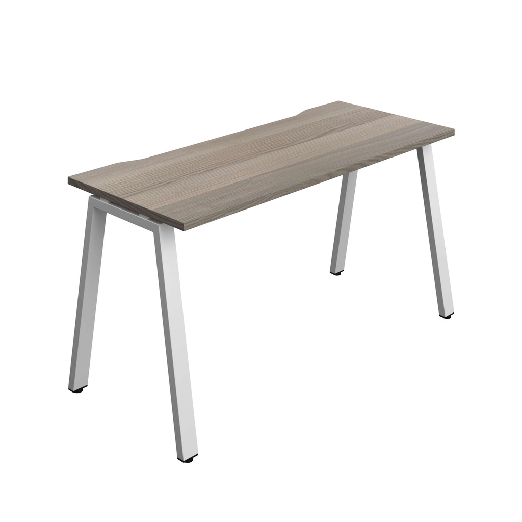 Synergy Bench With Cut Out: 1 Person (Fsc) | A-Frame Leg | 1400 X 700 | Grey Oak/Silver