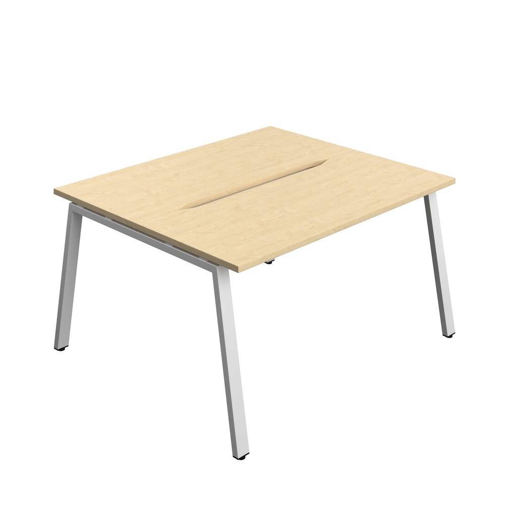 Synergy Bench With Cut Out: 2 Person (Fsc) | A-Frame Leg | 1400 X 700 | Maple/Silver