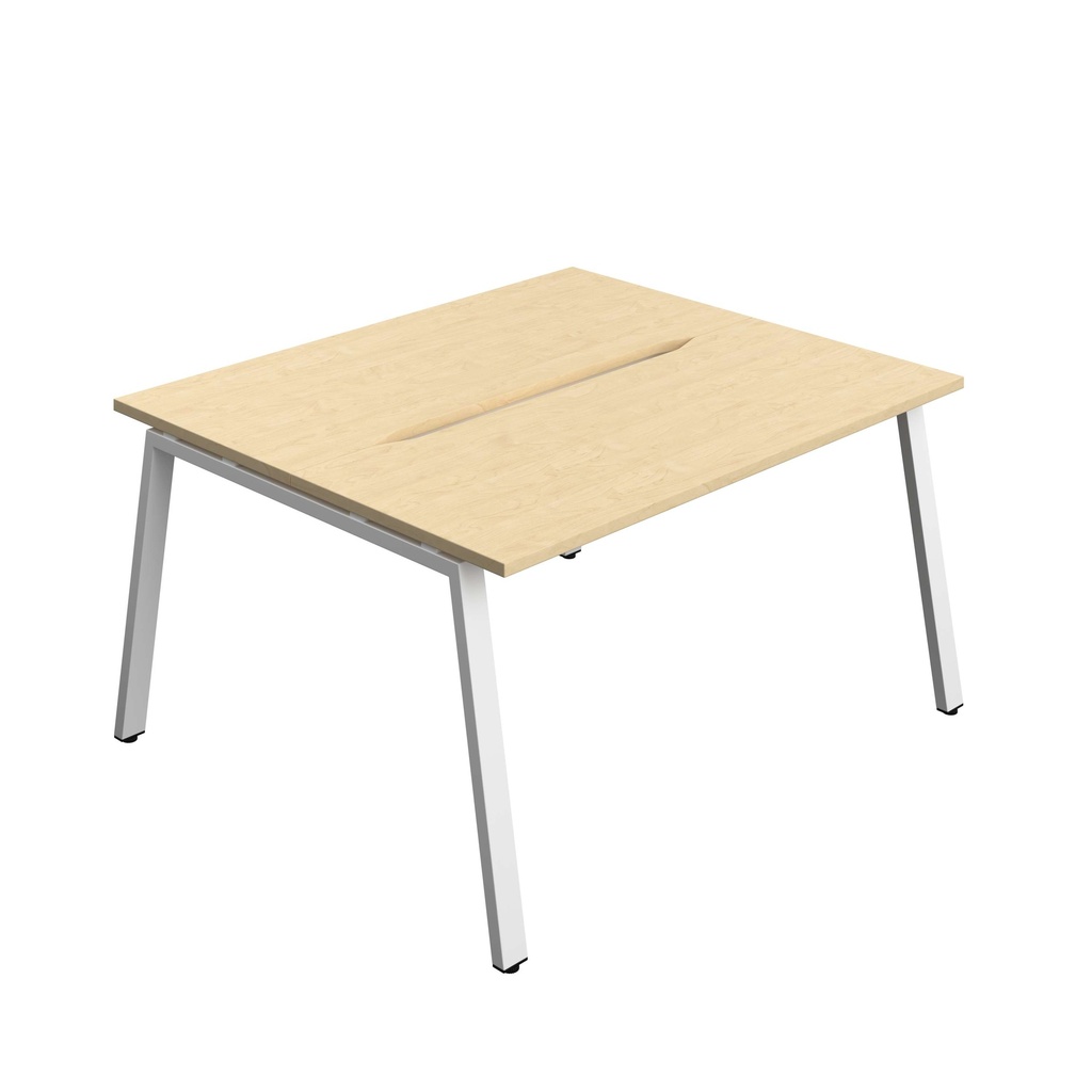 Synergy Bench With Cut Out: 2 Person (Fsc) | A-Frame Leg | 1400 X 700 | Maple/White