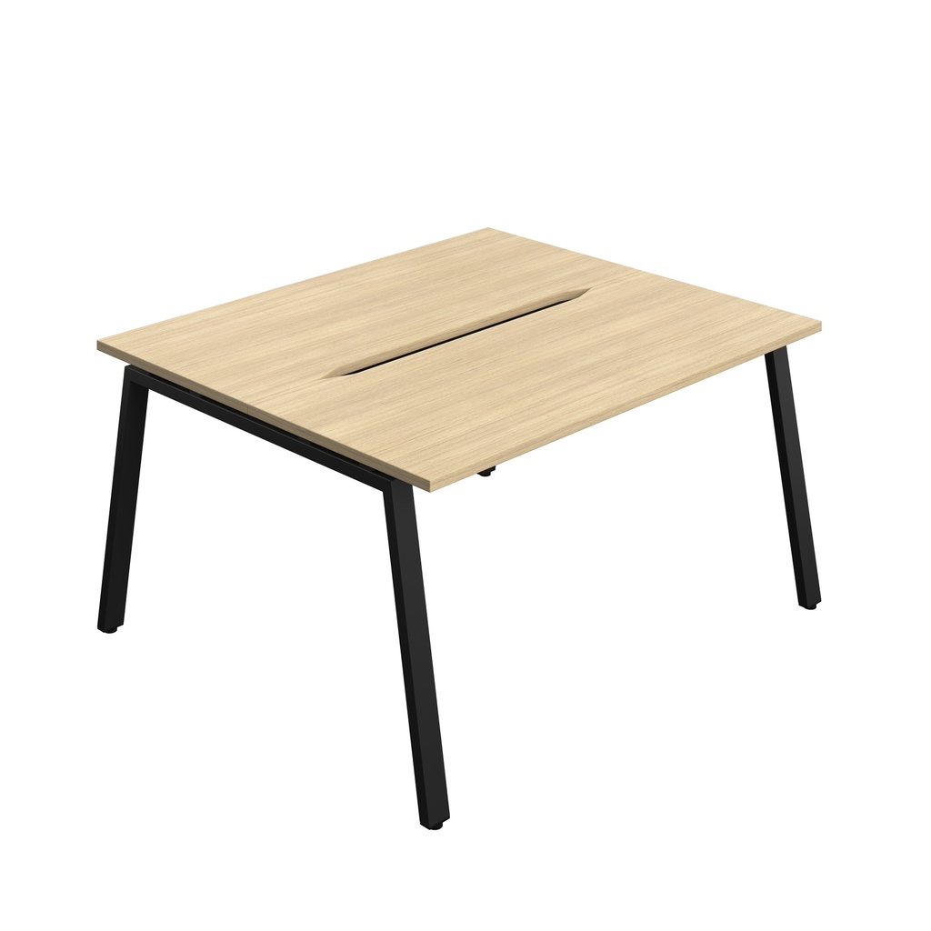Synergy Bench With Cut Out: 2 Person (Fsc) | A-Frame Leg | 1400 X 700 | Nova Oak/Black